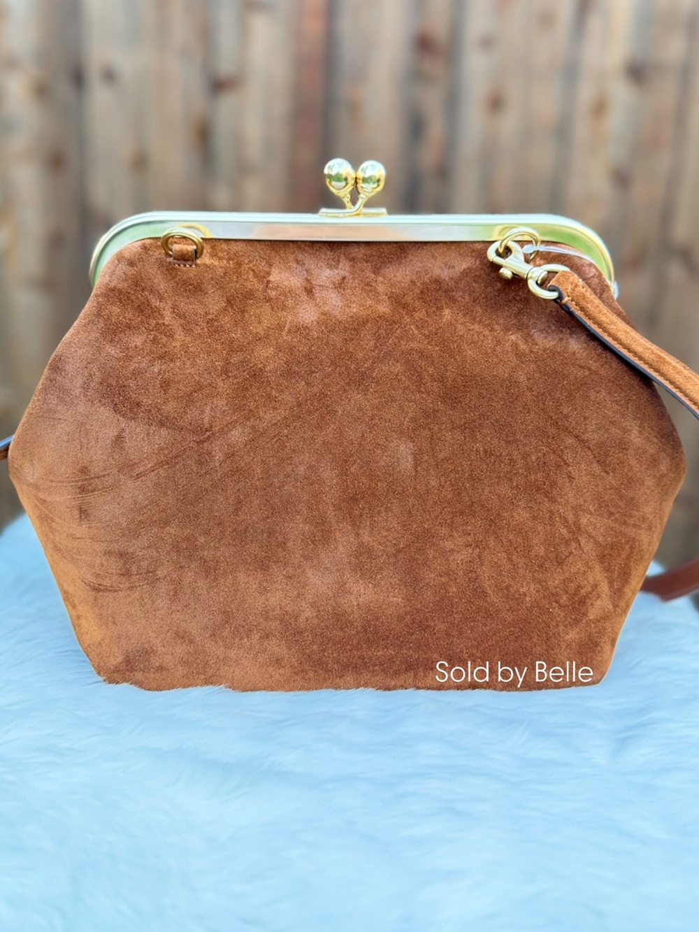 NWT Coach Suede Kisslock 27 Brass Warm Brown - Picture 3 of 6